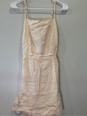 Winston White Light Pink Striped Spaghetti-Strap Summer Linen Dress